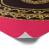 かわいいトレンディーフェイク金ゴールドグリッターフラワーヘナ ポスター (角)