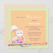 かわいいトレンディーフクロウベビーシャワー 招待状 (正面/裏面)