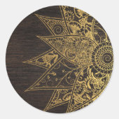 かわいいトレンディーフラワーヘナ手描きデザイン ラウンドシール (正面)