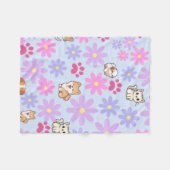 かわいいトレンディーペット&ダジー フリースブランケット (正面(横))