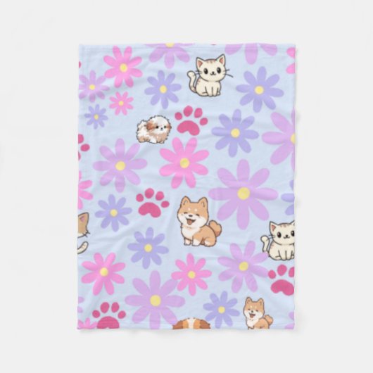 かわいいトレンディーペット&ダジー フリースブランケット (正面)