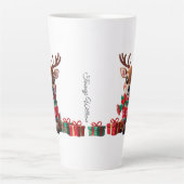 かわいいトレンディーモダンユーモアおもしろいクリスマス カフェラテマグ (正面)