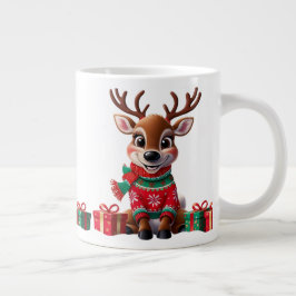 かわいいトレンディーモダンユーモアおもしろいクリスマス ジャンボコーヒーマグカップ