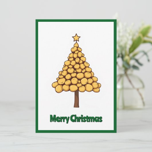かわいいトレンディーユニークポテトメリークリスマスツリー シーズンカード (スタンド正面)