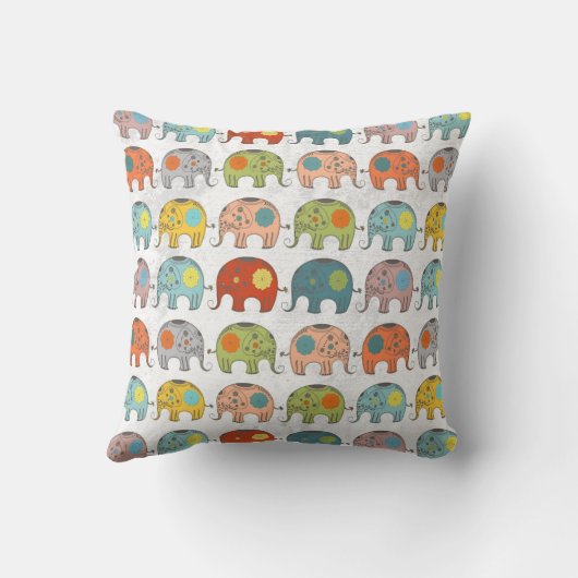 かわいいトレンディーレトロフローラサーカスインディアン象 クッション (裏面)