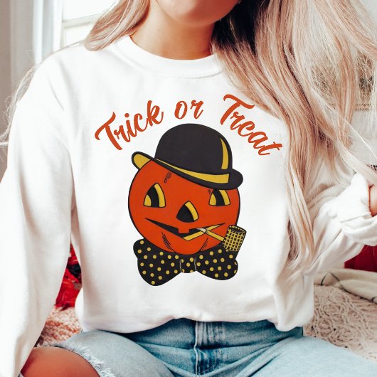 かわいいトレンディーヴィンテージトリックまたはトリートカボチャ男 スウェットシャツ