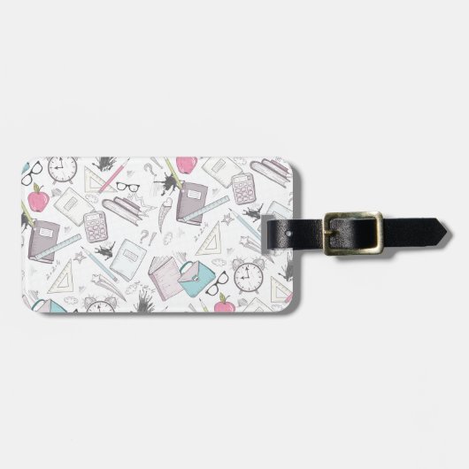 かわいいトレンディー先生スクールパターン ラゲッジタグ (正面横)