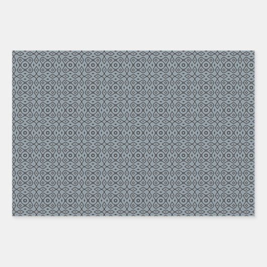 かわいいトレンディー幾何学的ピンク白とグレーパターン ラッピングペーパーシート (正面3)