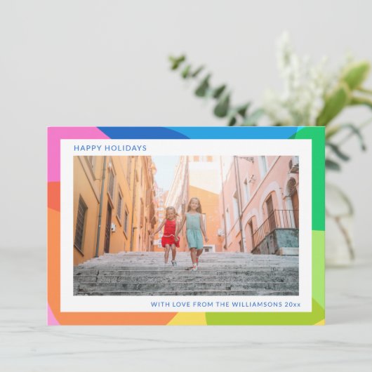 かわいいトレンディー抽象芸術レインボーユニーク2枚の写真 シーズンカード (スタンド正面)