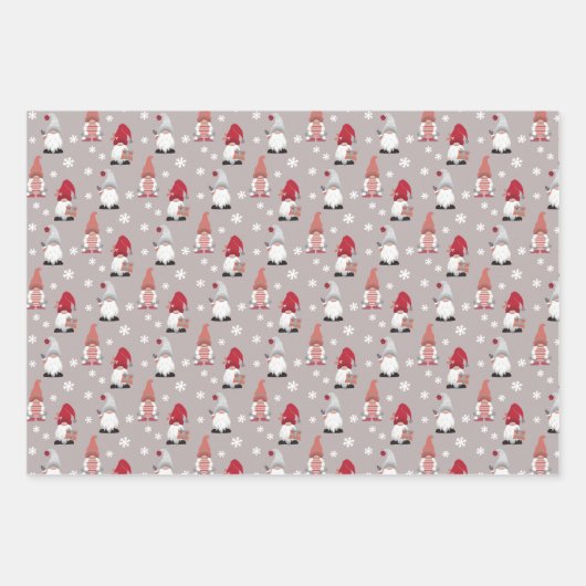 かわいいトレンディー格言グレーピンク赤白青 ラッピングペーパーシート (正面)