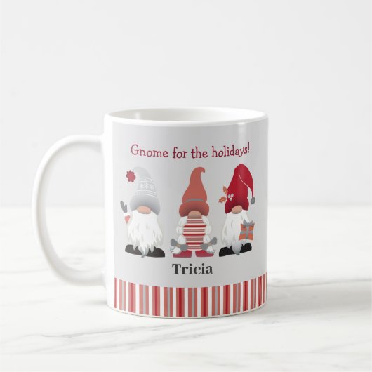 かわいいトレンディー格言ザホリデーズピンクレッドグレー コーヒーマグカップ (左)