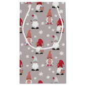 かわいいトレンディー格言ノルディックグレーピンクレッド スモールペーパーバッグ (裏面)