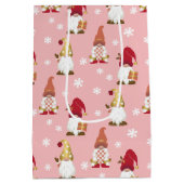 かわいいトレンディー格言冬の金ゴールドピンクレッド ミディアムペーパーバッグ (裏面)