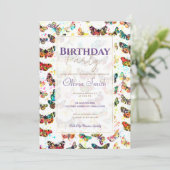 かわいいトレンディー水彩蝶 招待状 (スタンド正面)