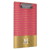 かわいいトレンディー水玉模様フェイク金ゴールドグリッターパターン クリップボード (右)