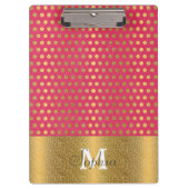 かわいいトレンディー水玉模様フェイク金ゴールドグリッターパターン クリップボード (正面)