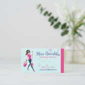 かわいいトレンディー漫画メイドハウスクリーニングサービス 名刺 (スタンド正面)