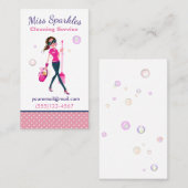 かわいいトレンディー漫画メイドハウスクリーニングサービス 名刺 (正面/裏面)