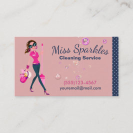 かわいいトレンディー漫画メイドハウスクリーニングサービス 名刺