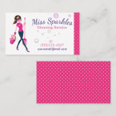 かわいいトレンディー漫画メイドハウスクリーニングサービス 名刺 (正面/裏面)