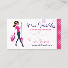 かわいいトレンディー漫画メイドハウスクリーニングサービス 名刺