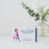 かわいいトレンディー漫画メイドハウスクリーニングサービス 名刺 (スタンド正面)