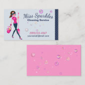 かわいいトレンディー漫画メイドハウスクリーニングサービス 名刺 (正面/裏面)