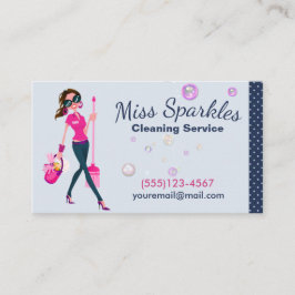 かわいいトレンディー漫画メイドハウスクリーニングサービス 名刺