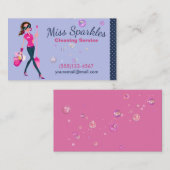 かわいいトレンディー漫画メイドハウスクリーニングサービス 名刺 (正面/裏面)