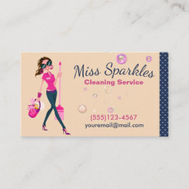 かわいいトレンディー漫画メイドハウスクリーニングサービス 名刺