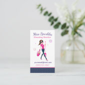 かわいいトレンディー漫画メイドハウスクリーニングサービス 名刺 (スタンド正面)