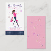 かわいいトレンディー漫画メイドハウスクリーニングサービス 名刺 (正面/裏面)