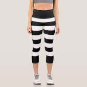 かわいいトレンディー白黒ストライプカプリ カプリレギンス (正面)
