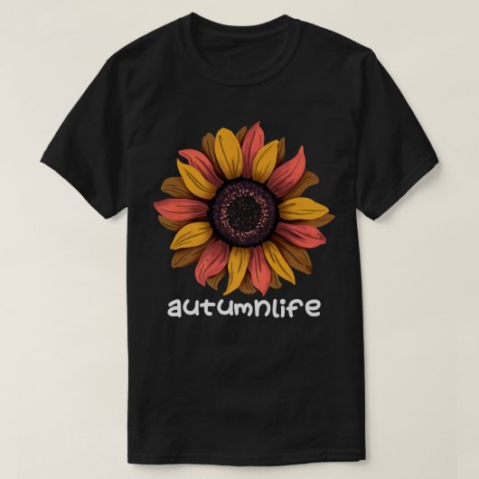 かわいいトレンディー美しい秋秋シーズンサンフラワー Tシャツ (デザイン正面)