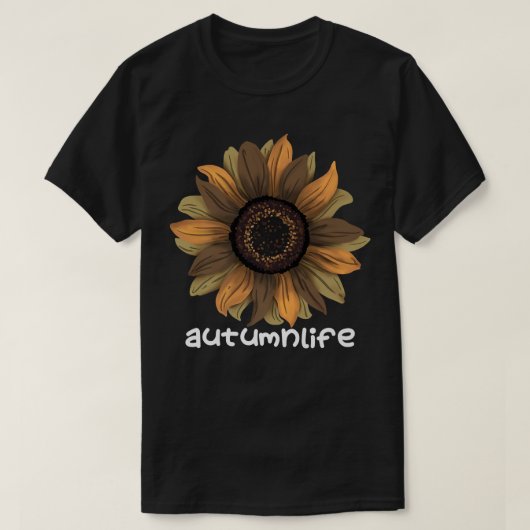 かわいいトレンディー美しい秋秋シーズンサンフラワー Tシャツ (デザイン正面)
