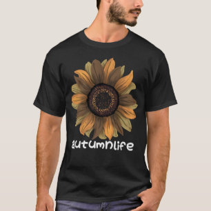 かわいいトレンディー美しい秋秋シーズンサンフラワー Tシャツ