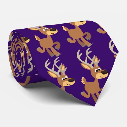 かわいいトロッティング漫画の鹿のネクタイ ネクタイ (ロール)