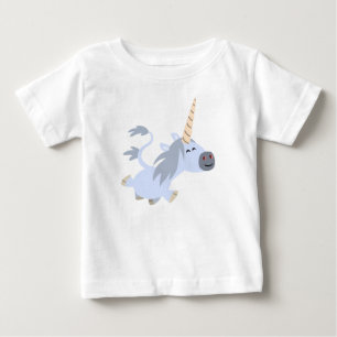 かわいいトロッティング漫画ユニコーンベビーTシャツ ベビーTシャツ