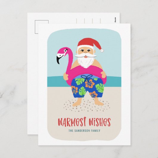 かわいいトロピカおもしろいルビーチサンタクリスマスが7月  シーズンポストカード (正面/裏面)