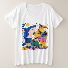 かわいいトロピカルアニマルTシャツギフト プラスサイズTシャツ