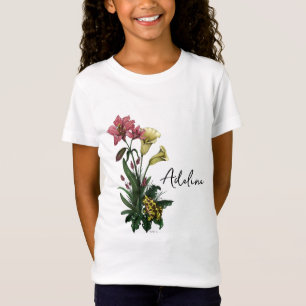 かわいいトロピカルカエルとユリの植物フローラ Tシャツ