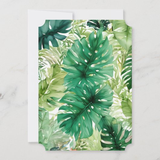 かわいいトロピカルタイガーで女の子のジャングルの赤ちゃんシャワー 招待状 (裏面)