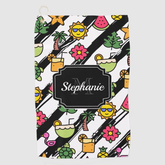 かわいいトロピカルパターン ゴルフタオル (正面)