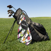 かわいいトロピカルパターン ゴルフタオル (グリーン)