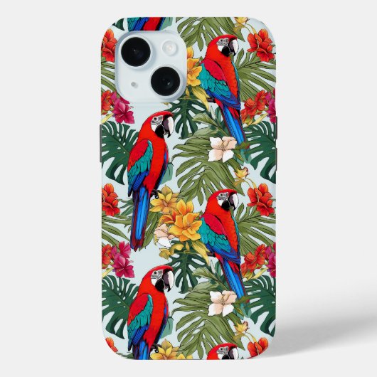 かわいいトロピカルパロットビーチ柄 Case-Mate iPhoneケース (裏面)