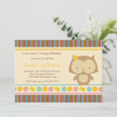 かわいいトロピカルフクロウの女の子の誕生日パーティーの招待 招待状 (スタンド正面)