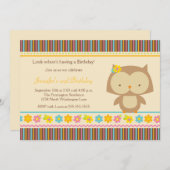 かわいいトロピカルフクロウの女の子の誕生日パーティーの招待 招待状 (正面/裏面)