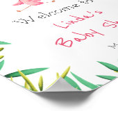 かわいいトロピカルフラミンゴガールベビーシャワーへようこそ ポスター (角)