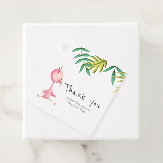 かわいいトロピカルフラミンゴパーソナライズされたありがとう フェイバータグ (インサイチュ)