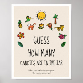 かわいいトロピカルベイビーシャワーゲームの数を推測 ポスター